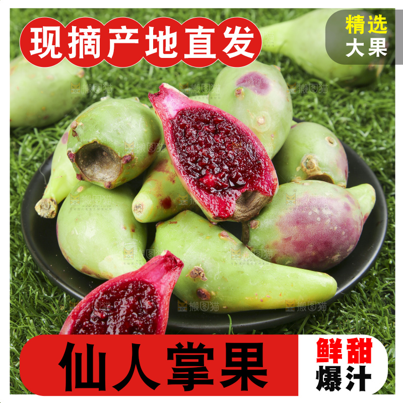 一盘仙人掌果放在草地上