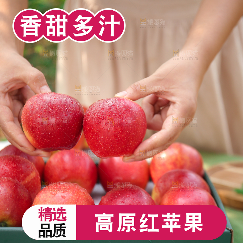 手里拿着高原红苹果