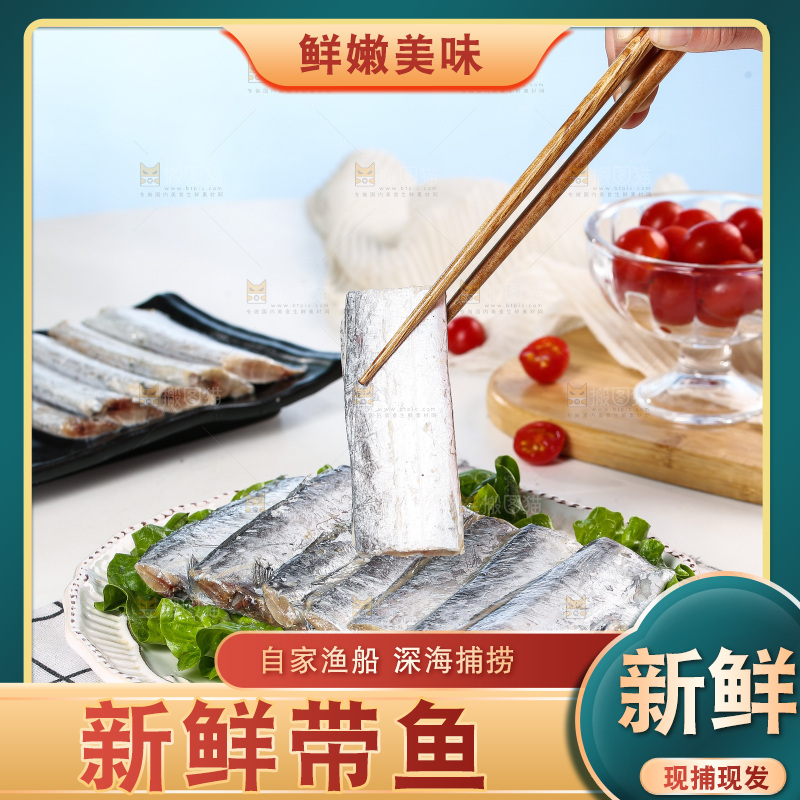 白底上的带鱼段