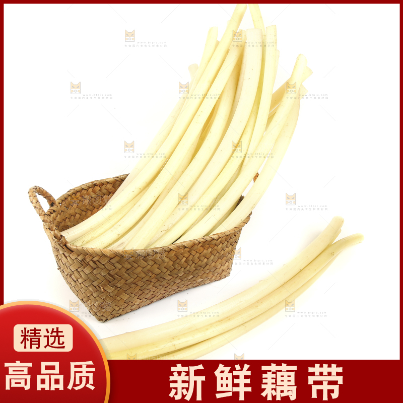 白底上摆放着新鲜藕带