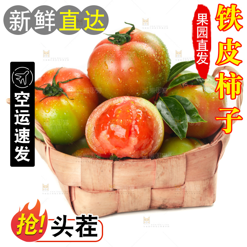 白底上放着铁皮西红柿