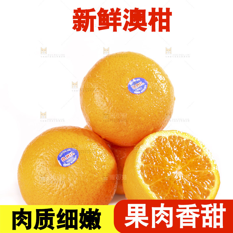 白底上放着新鲜澳柑