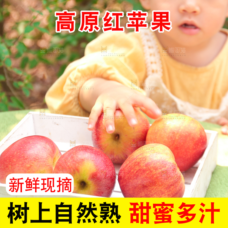手里拿着高原红苹果