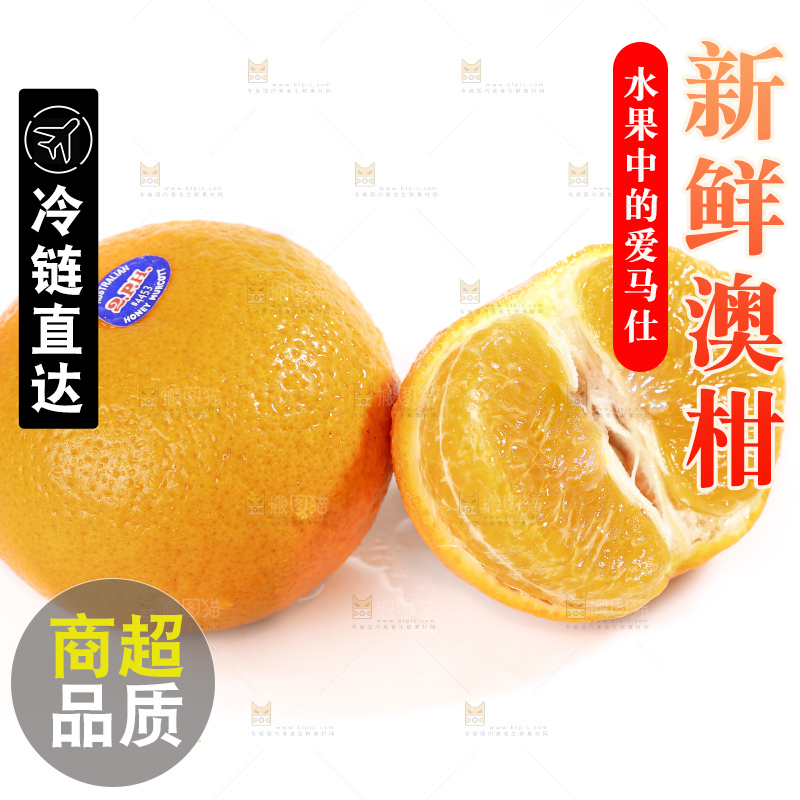 白底上放着新鲜澳柑