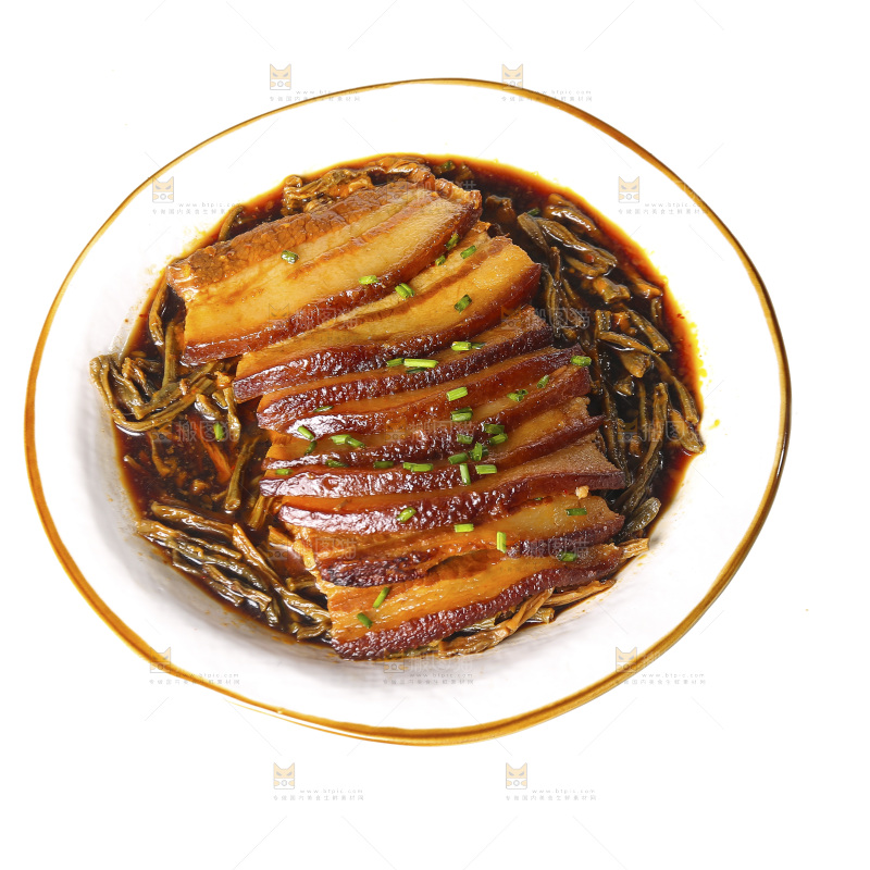 白底上的干豆角扣肉