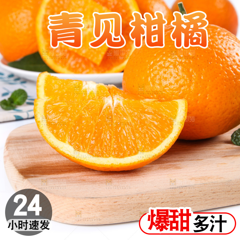 白底上放着青见柑橘