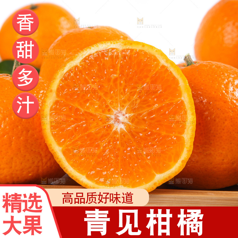 白底上放着青见柑橘
