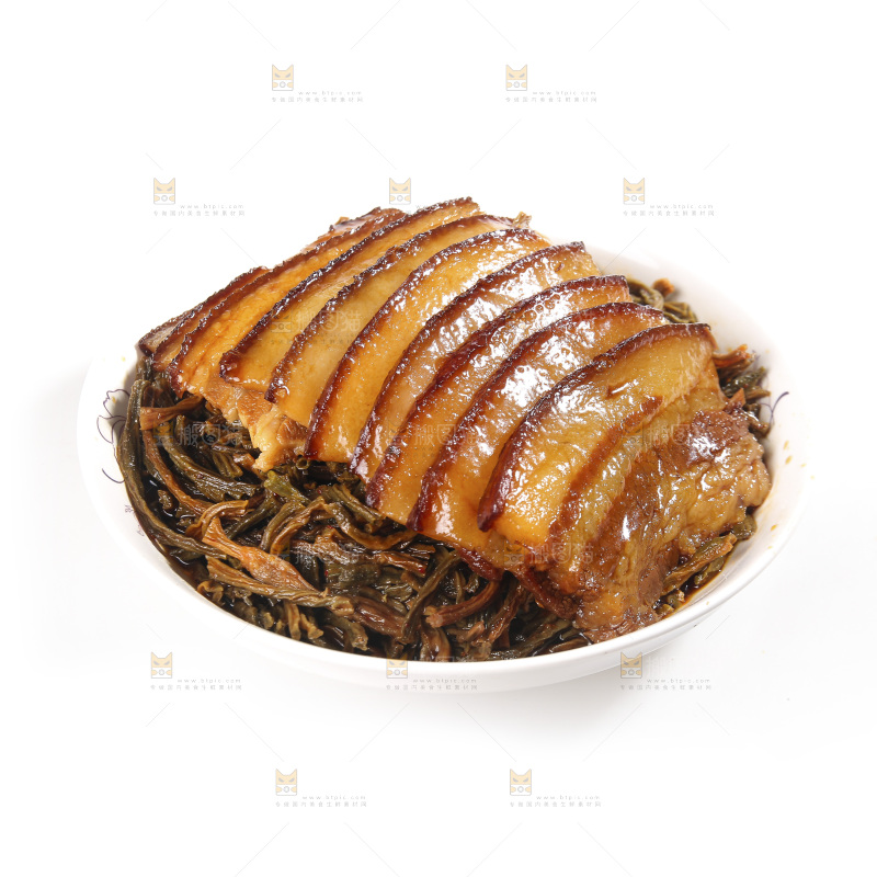 白底上的干豆角扣肉