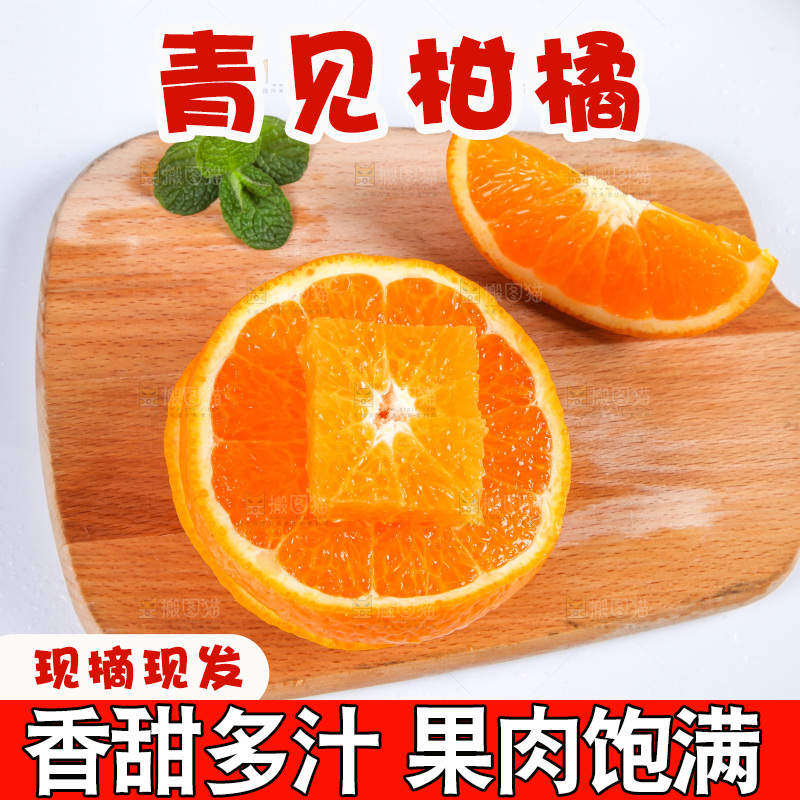 白底上放着青见柑橘