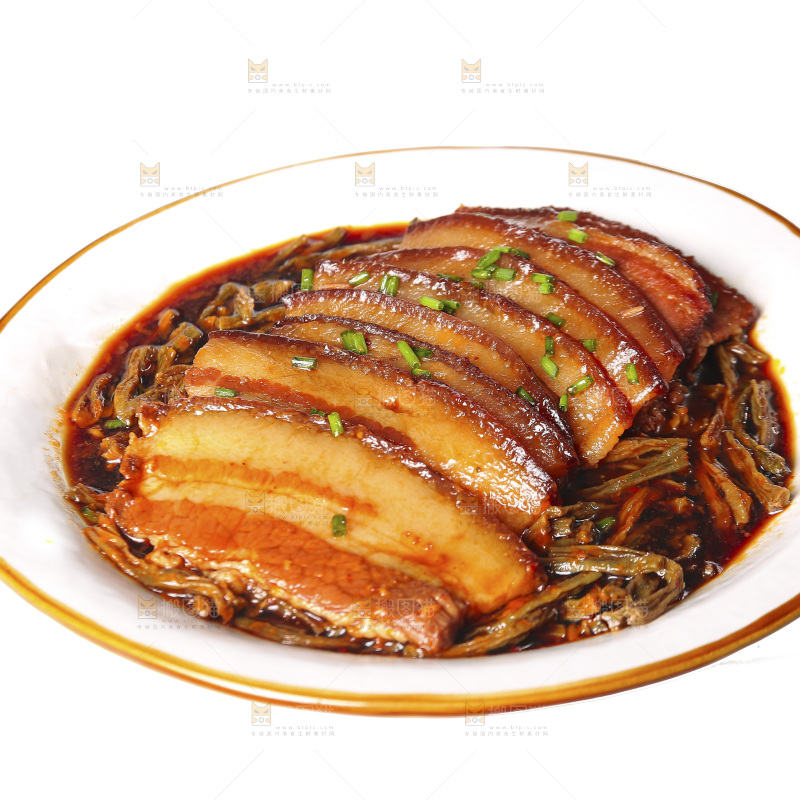 白底上的干豆角扣肉