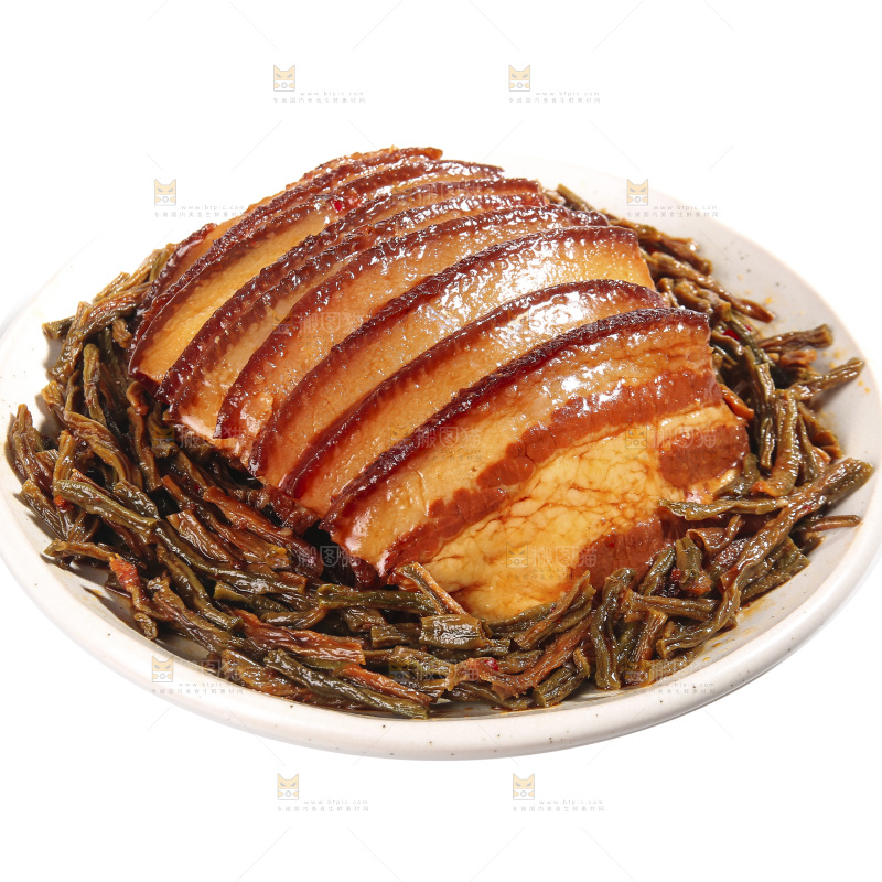 白底上的干豆角扣肉