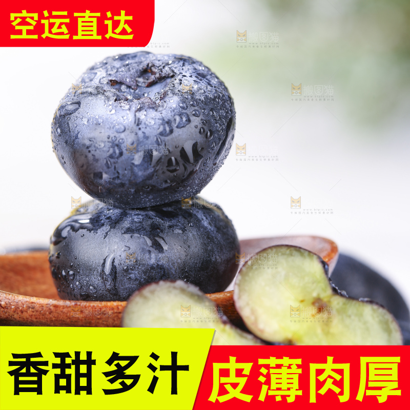 浅底上的新鲜蓝莓