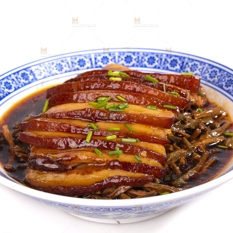 白底上的干豆角扣肉