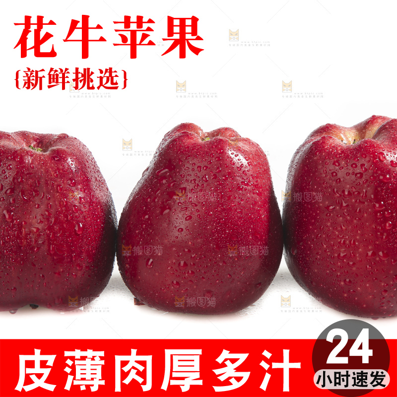 白底上的花牛苹果
