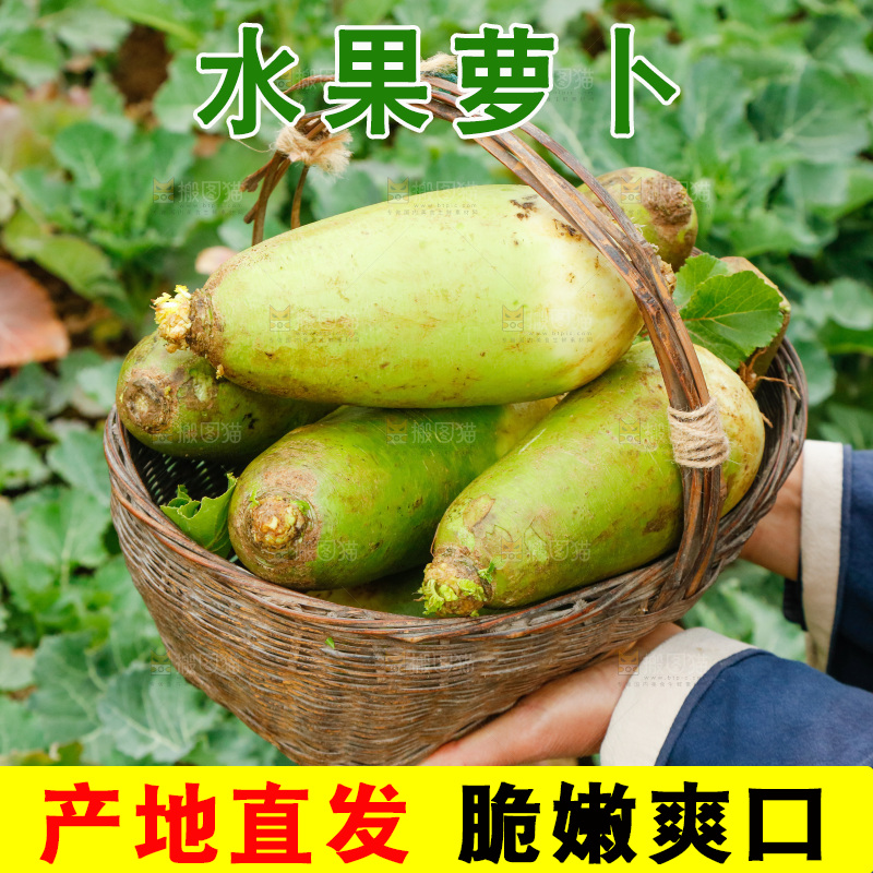 手里拿着水果萝卜