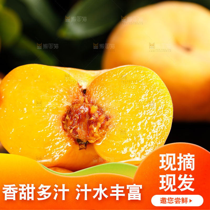 深底上的黄毛蟠桃