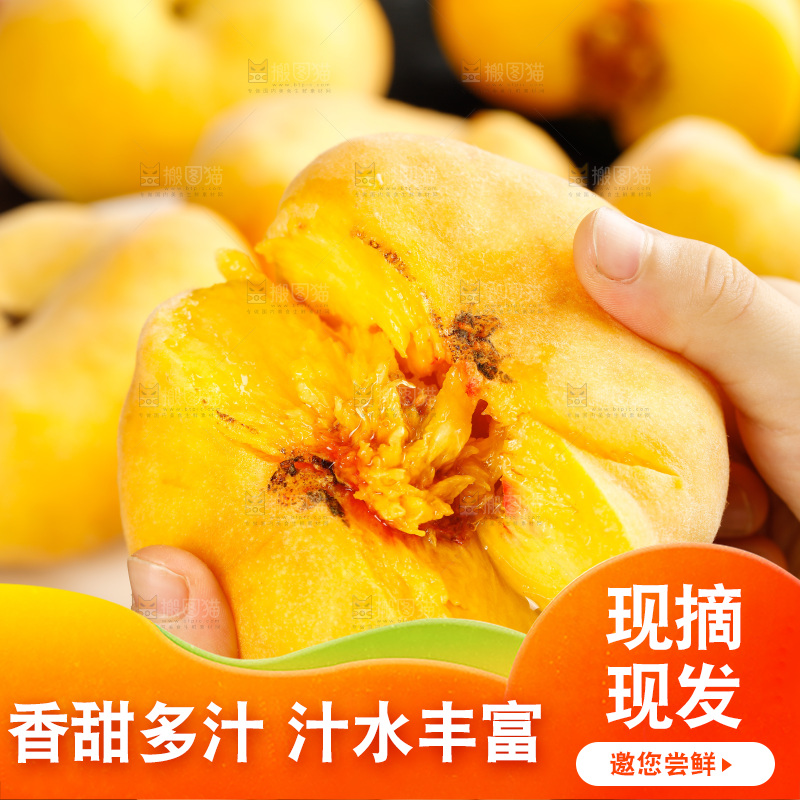 深底上的黄毛蟠桃