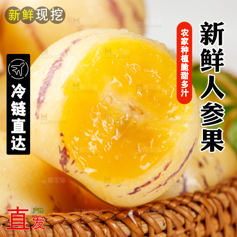 浅底上摆放着黄肉人参果