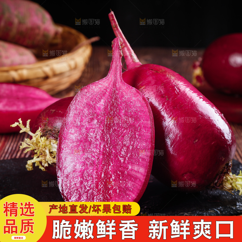 木底上的紫美人萝卜