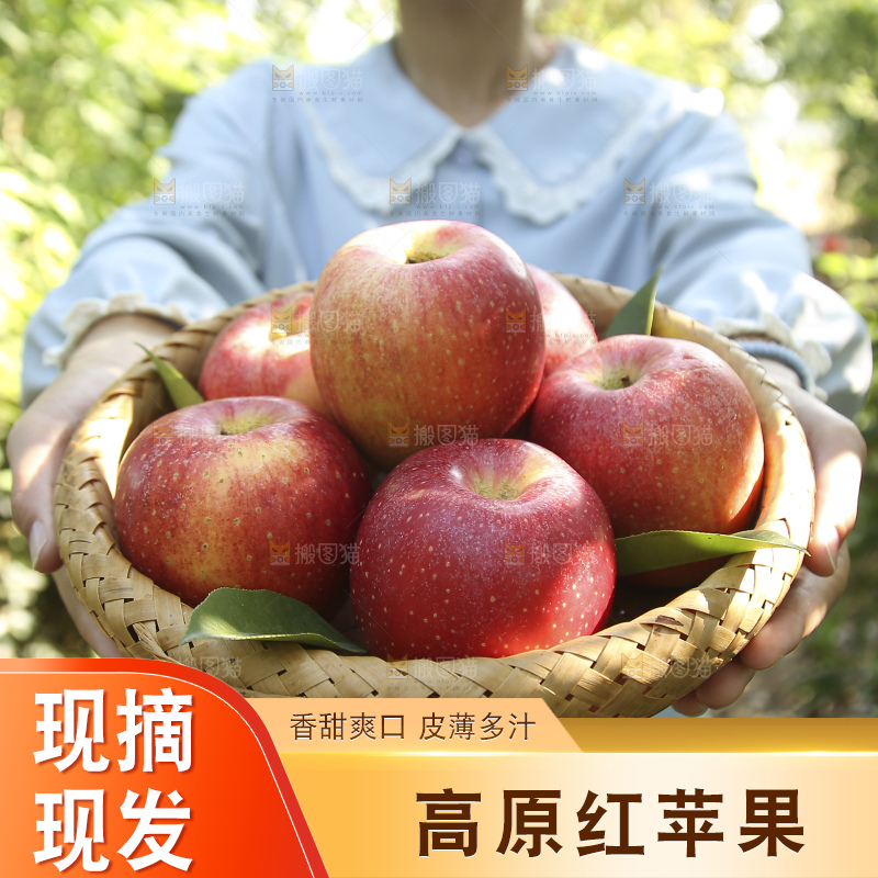 手里拿着高原红苹果