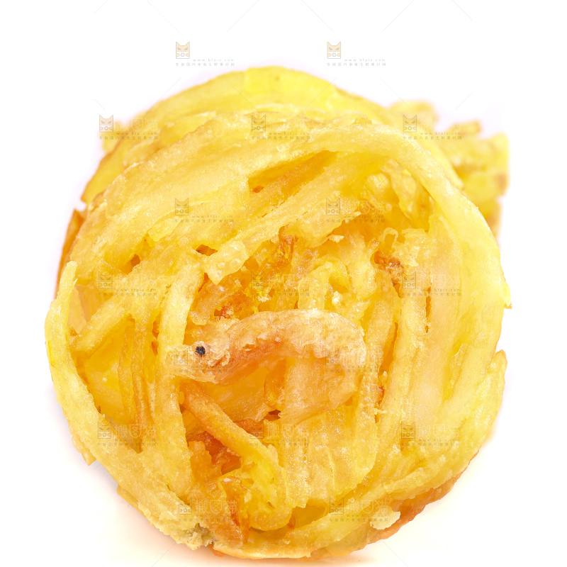 白底上的土豆鲜虾饼