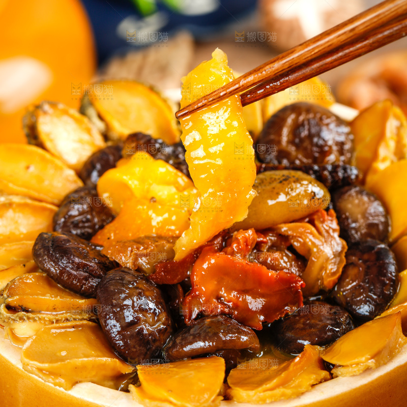 深底上的佛跳墙食材