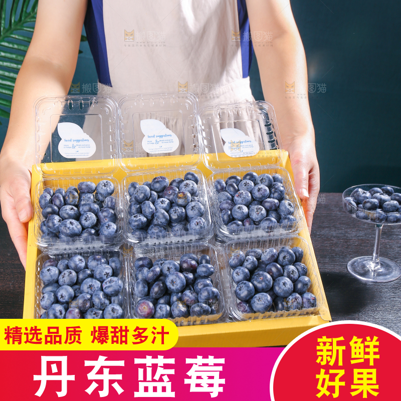 黑底上摆着的新鲜蓝莓