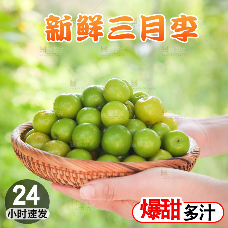 手里端着一篮青脆李