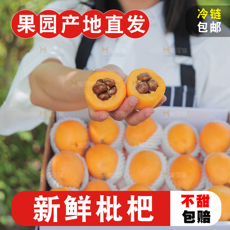 女孩手里端着一箱大五星枇杷