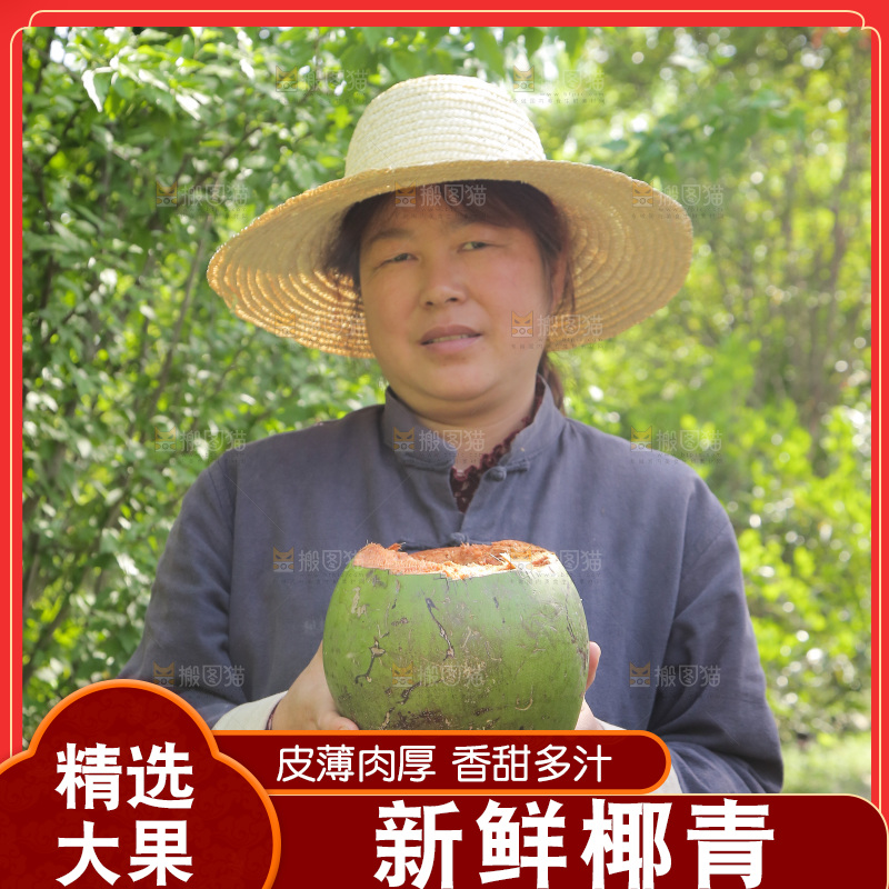 女人手里拿着椰青