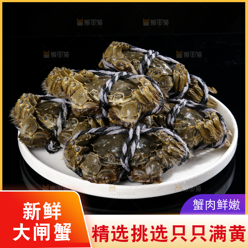 黑底上的鲜活大闸蟹