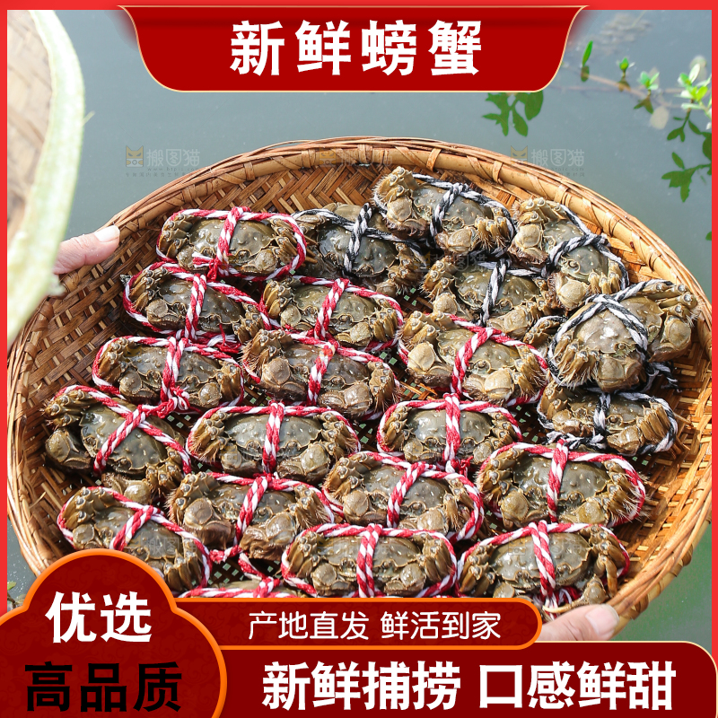 手里拿着阳澄湖大闸蟹