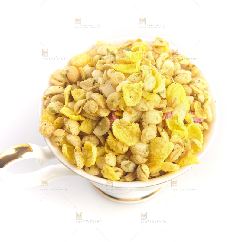 白底上的谷物麦片