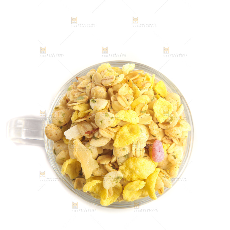 白底上的谷物麦片