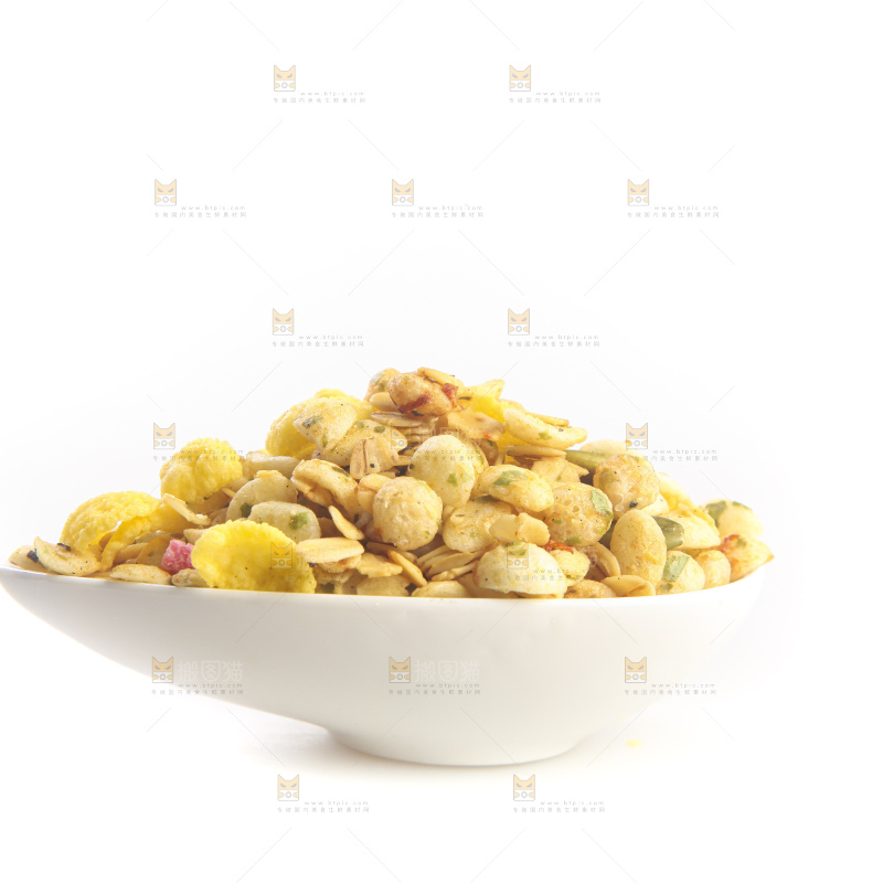 白底上的谷物麦片