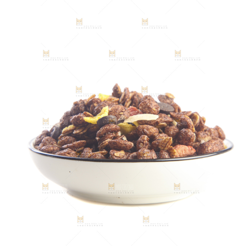 白底上的谷物麦片