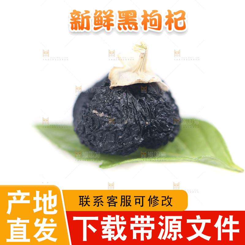 白底上摆放着黑枸杞子