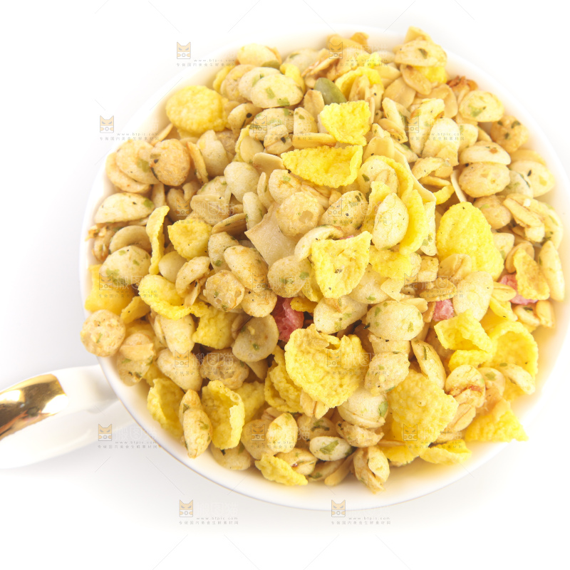 白底上的谷物麦片