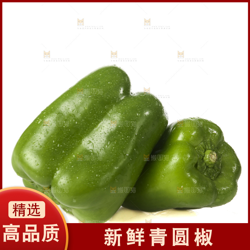 白底上的青圆椒