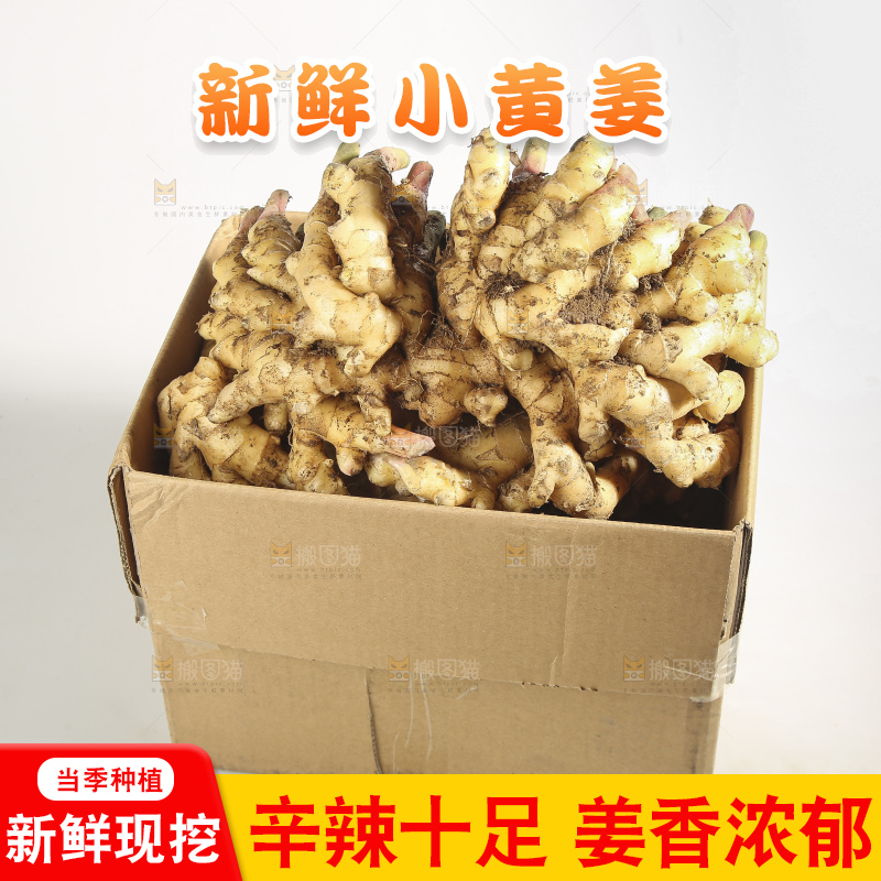 浅底上的的一箱小黄姜