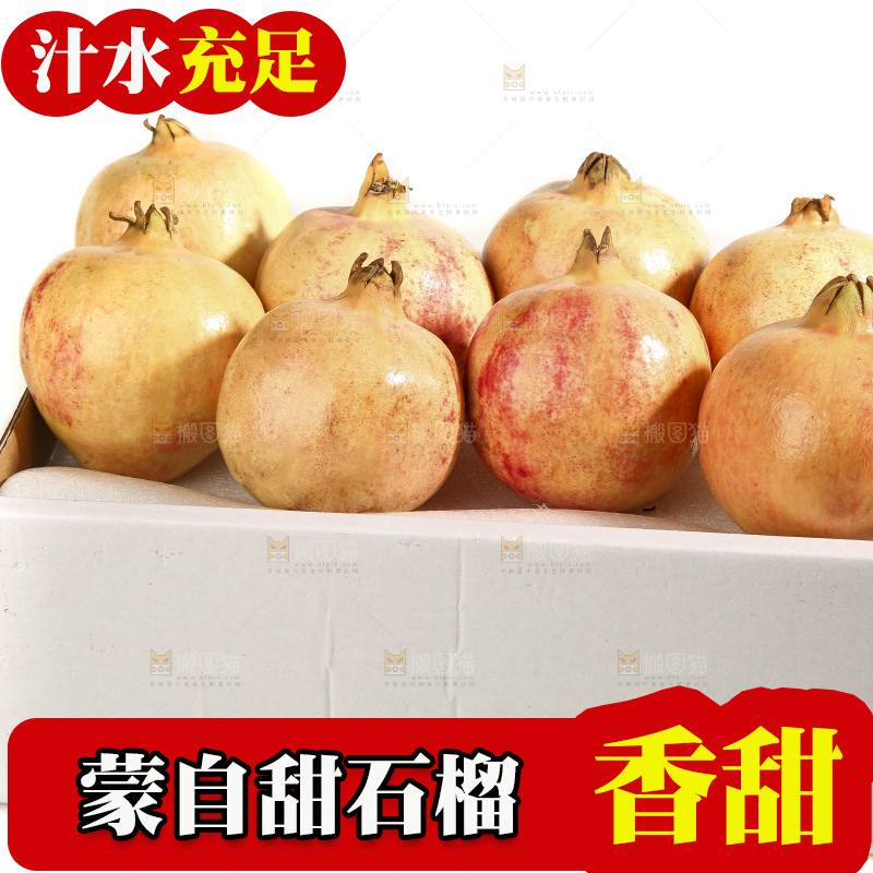 白底上的蒙自石榴