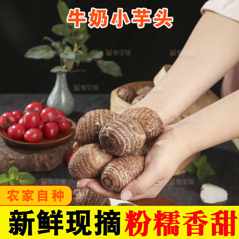 深底上的新鲜小芋头