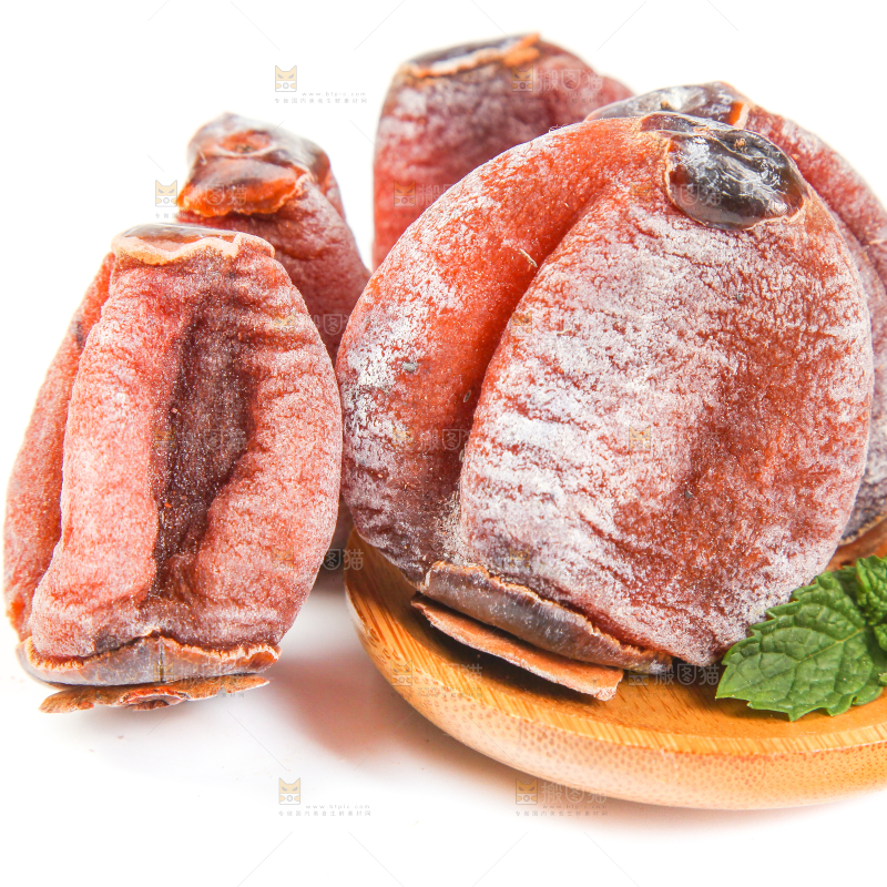 白底上放着吊柿饼