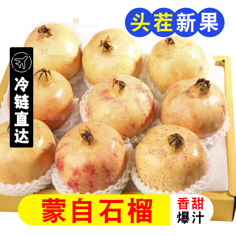 白底上的蒙自石榴