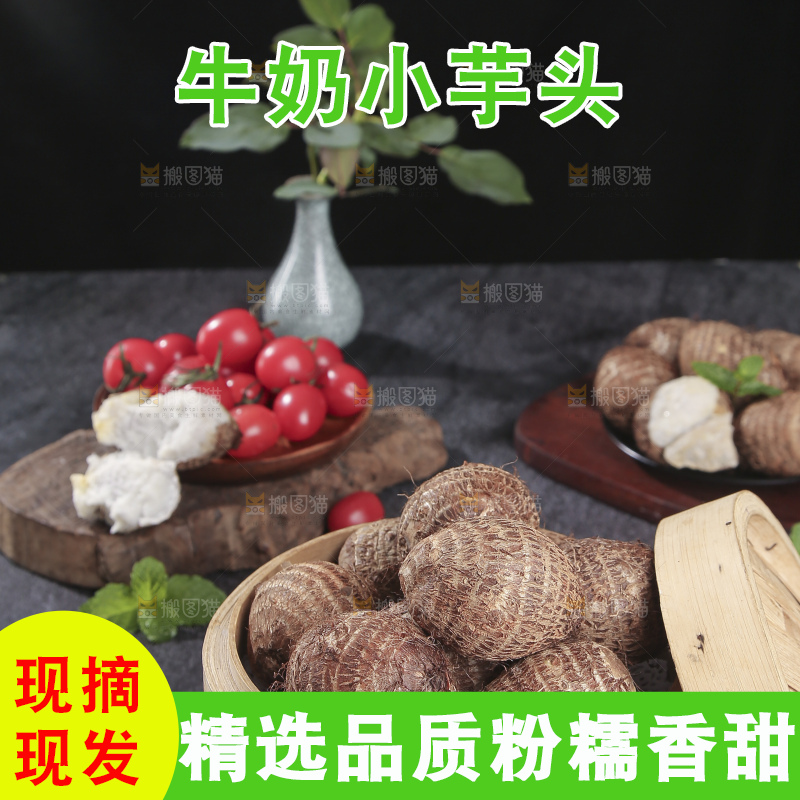 深底上的新鲜小芋头