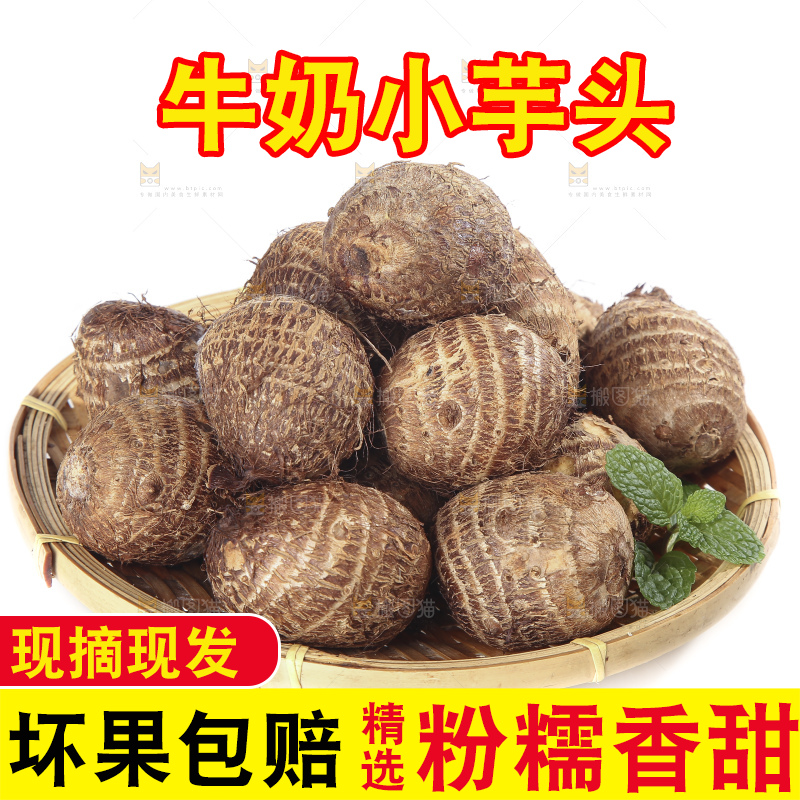 白底上的牛奶芋头