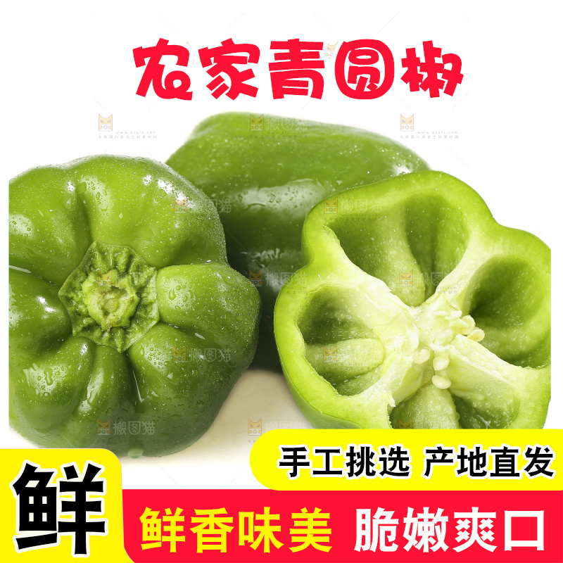 白底上的青圆椒