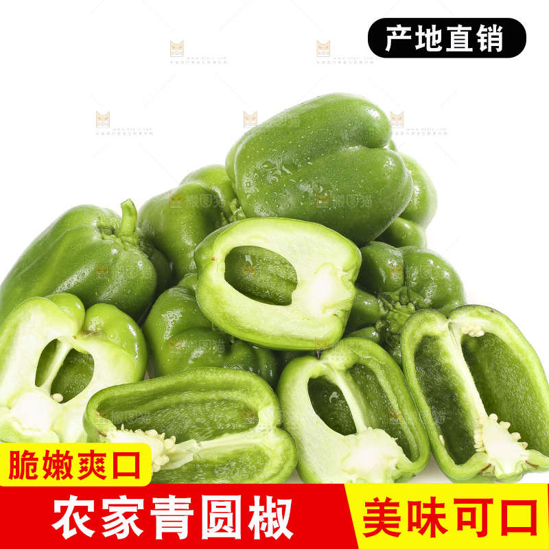 白底上的青圆椒
