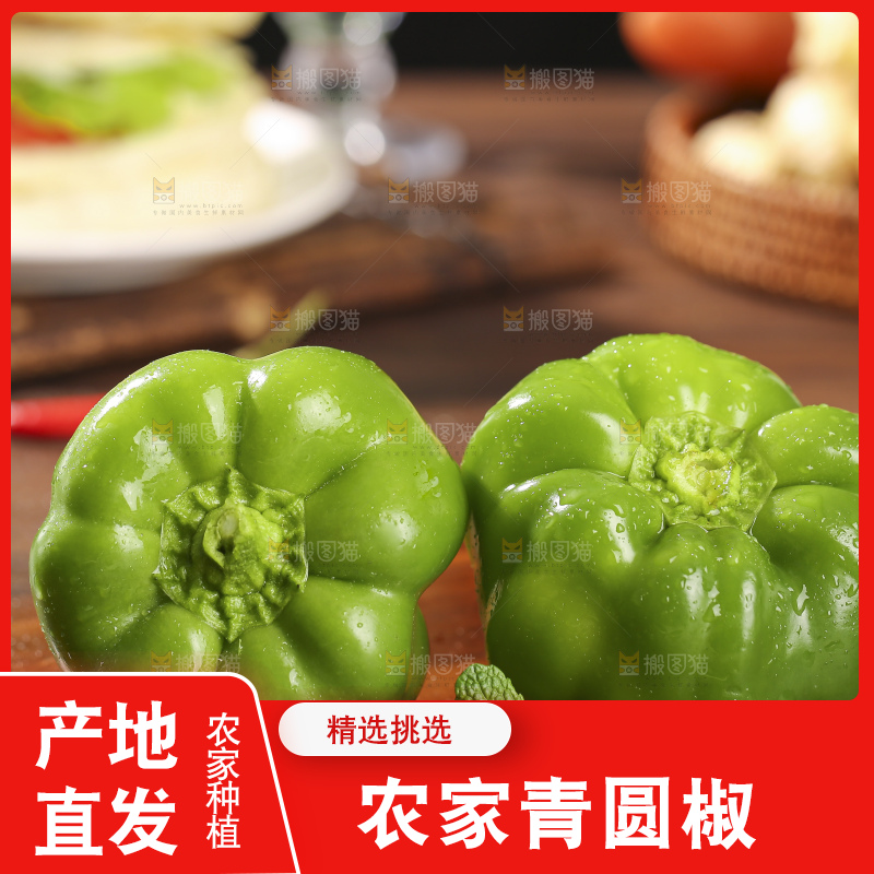 木底上的圆青椒