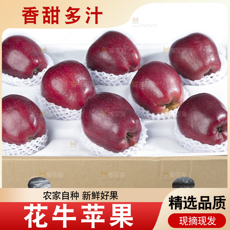 白底上的花牛苹果